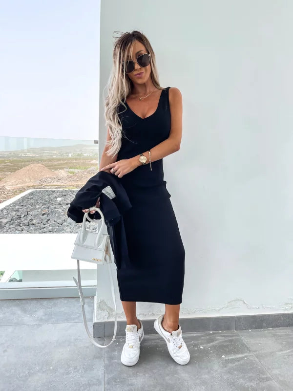 Genowefa | Dopasowany komplet bluzy i spódnicy